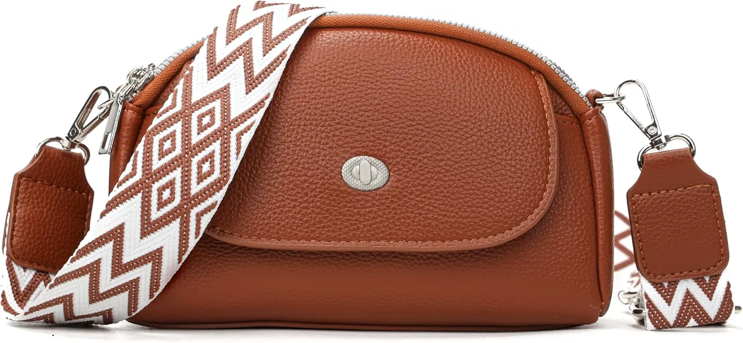 Crossbody Bags for Women, Vegan Leather Crossbody Purses with Wide Strap