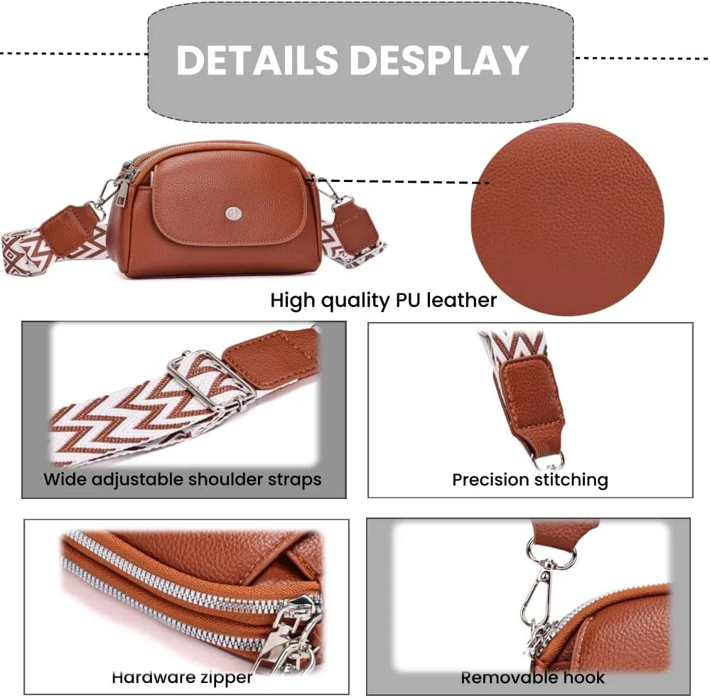 Crossbody Bags for Women, Vegan Leather Crossbody Purses with Wide Strap