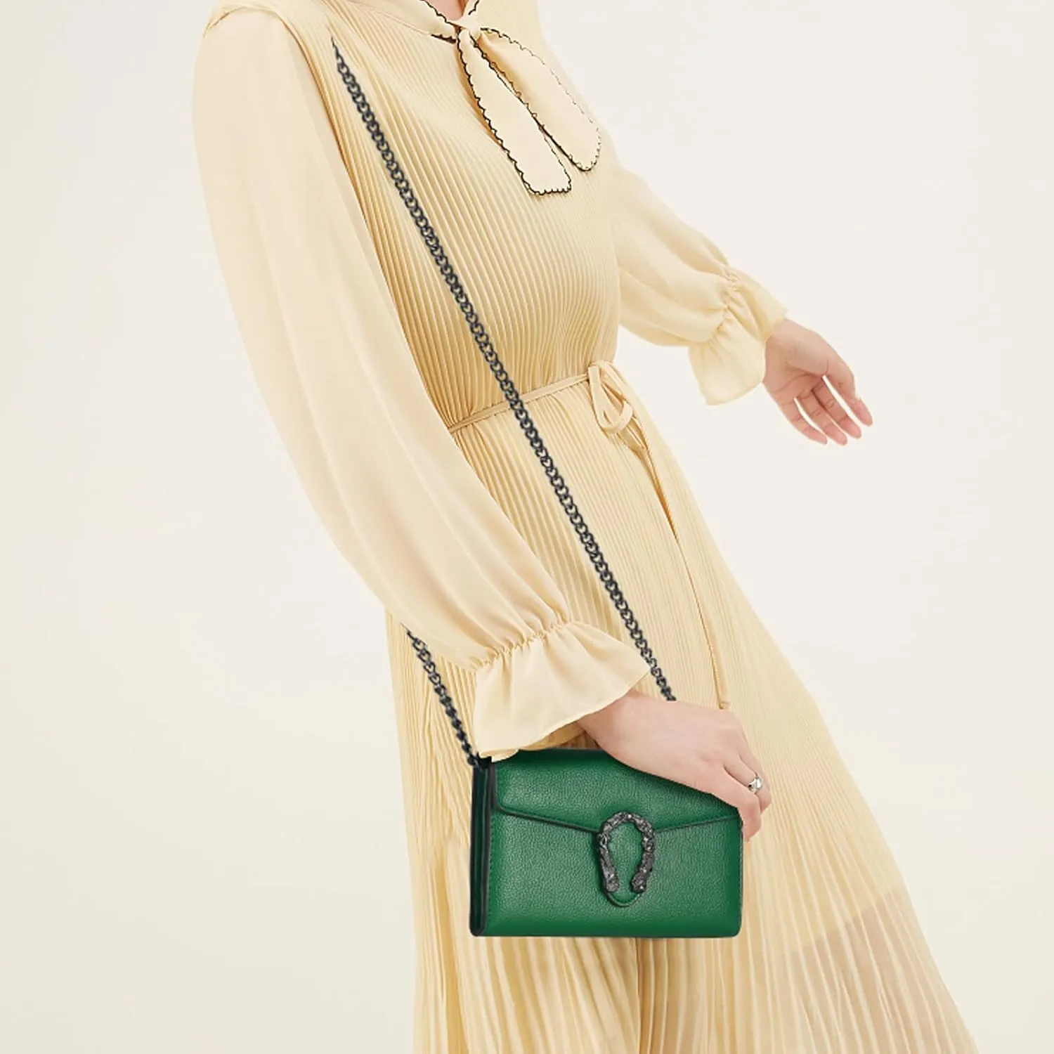 Crossbody Chain Purses for Women - Crocodile Snake Pattern Leather Shoulder Handbags Evening Clutch Satchel Bags