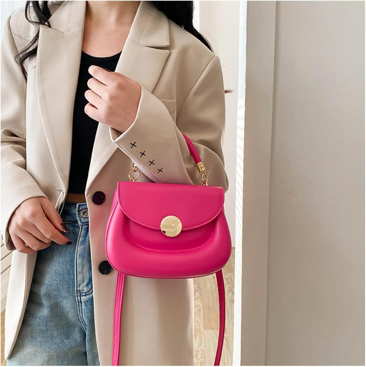 Crossbody Purse for Women Small Crossbody Bags Trendy Leather with Adjustable Shoulder Strap for Backpack Travel