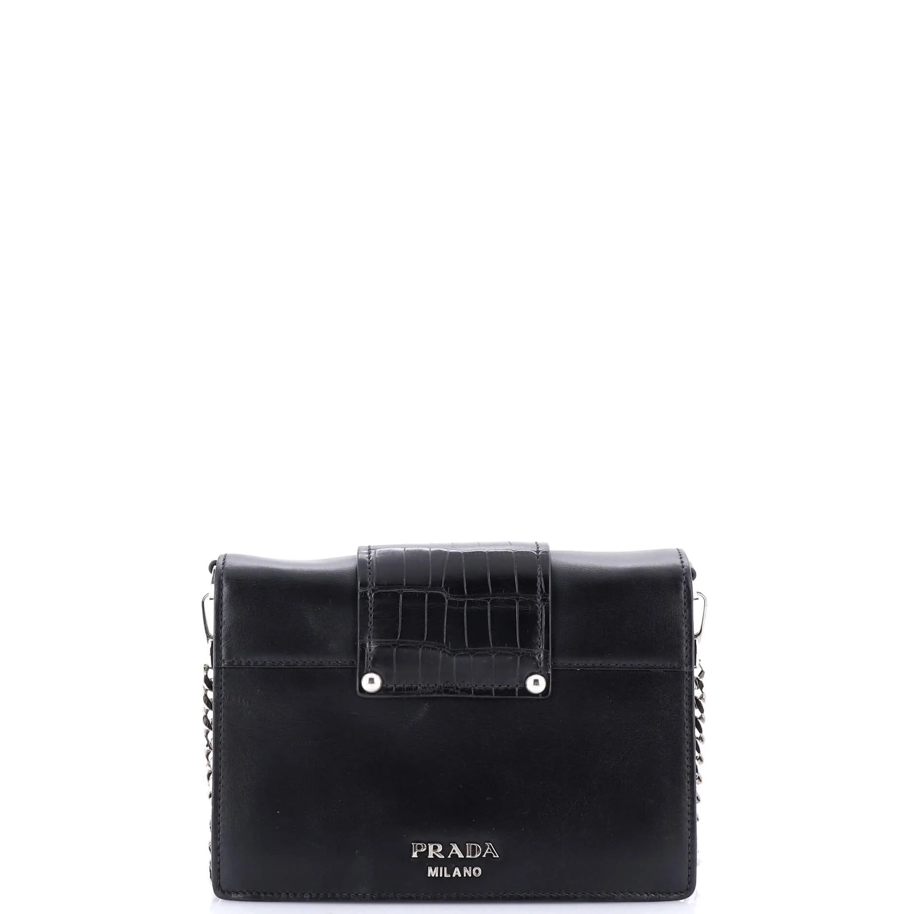 Crystal Ribbon Shoulder Bag City Calf and Crocodile Embossed Leather Small