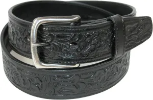CTM® Embossed Leather Money Belt with Removable Buckle