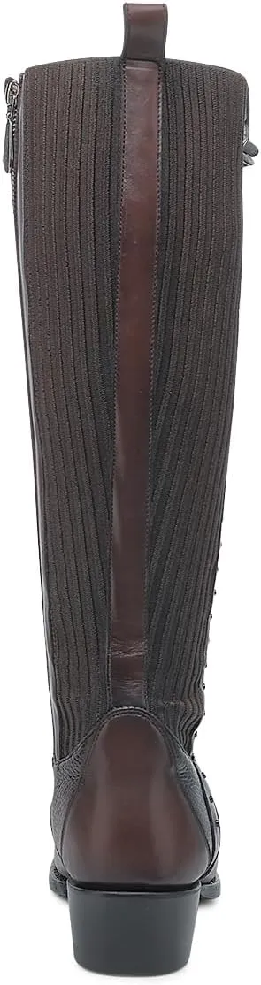 CUADRA Women’s High Boot in Bovine Leather with Studs and Decorative Strap Brown 4X01RS