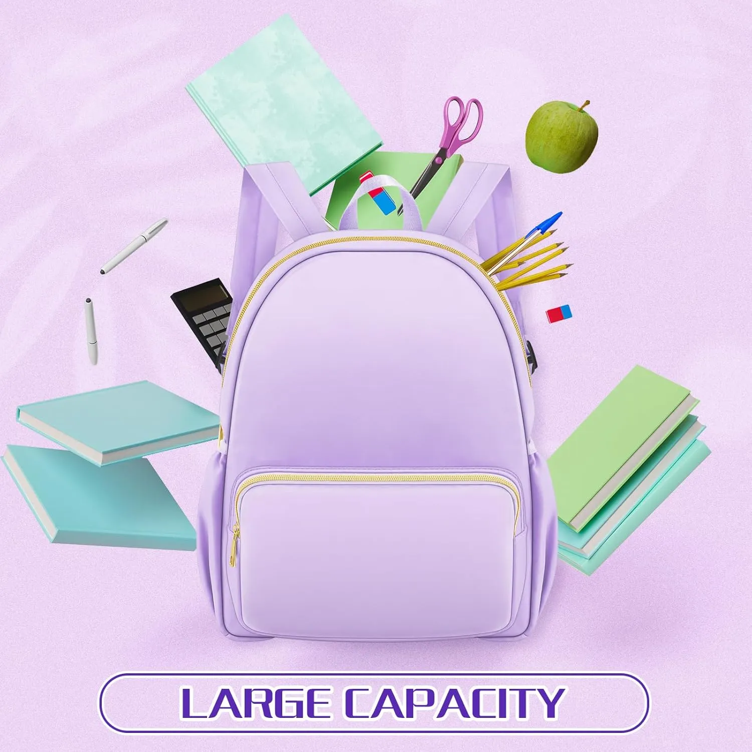 Cunno 1 Piece Nylon Backpack for School Preppy Bookbags Bulk Girls Boys School Bags Toddler Backpack Waterproof Travel Bag (Purple)