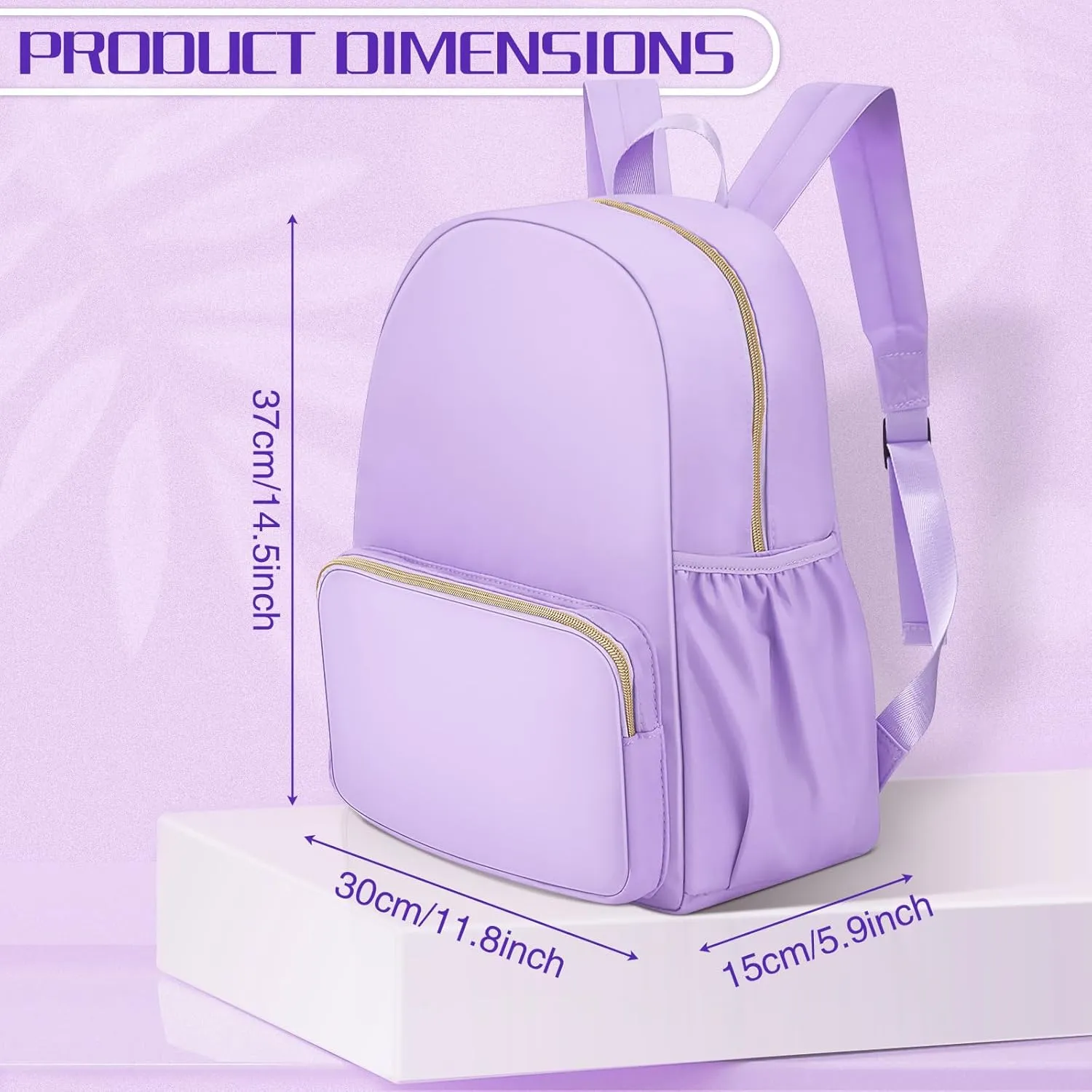 Cunno 1 Piece Nylon Backpack for School Preppy Bookbags Bulk Girls Boys School Bags Toddler Backpack Waterproof Travel Bag (Purple)