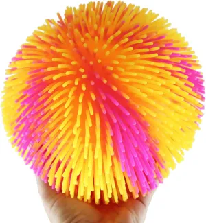 Curious Minds Busy Bags 1 Yellow/Pink Multi-Color Tie Dye Swirl Jumbo 8" Puffer Ball - Sensory Therapy Fidget Stress Ball - OT Autism SPD