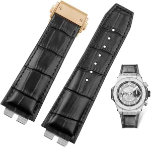 Custom Crocodile Grain Genuine Leather Watch Band for Hublot Ubom Big Bang 411 Quick Release Watch Strap 27-19mm (Color : Rose Gold, Size : 27-19mm)