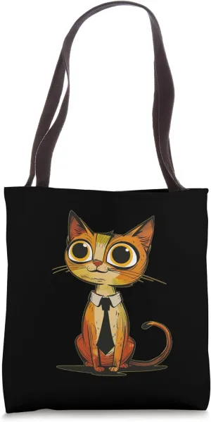Cute Cat with Tie for funny Office and bureau Days Tote Bag