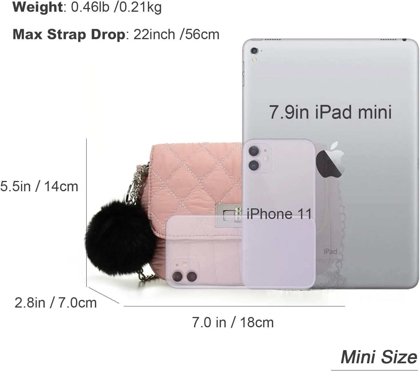 Cute Purses for Teen Girls Gifts, Small Purse and Quilted Crossbody Bags for Women with Chain, Nylon