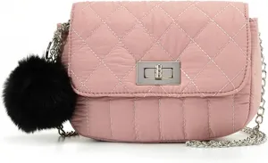 Cute Purses for Teen Girls Gifts, Small Purse and Quilted Crossbody Bags for Women with Chain, Nylon