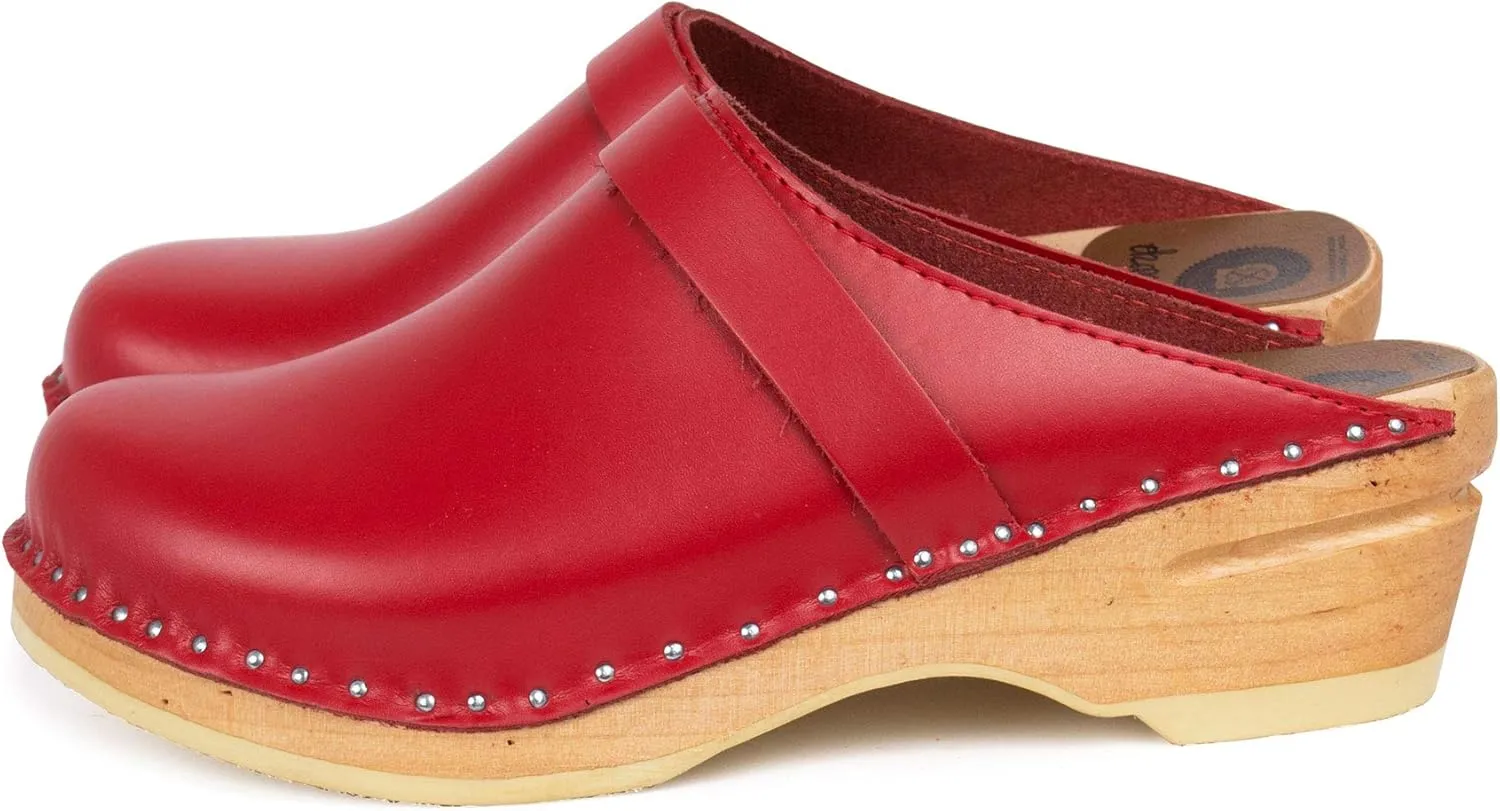 Da Vinci Bastad Slip On Closed Toe Leather Womens Original Swedish Wooden Clogs