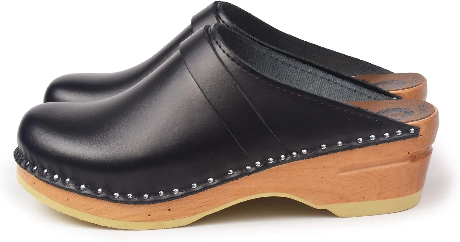 Da Vinci Bastad Slip On Closed Toe Leather Womens Original Swedish Wooden Clogs