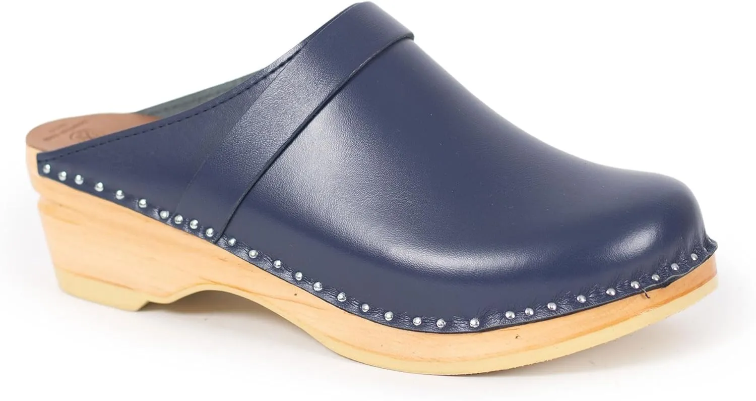 Da Vinci Bastad Slip On Closed Toe Leather Womens Original Swedish Wooden Clogs