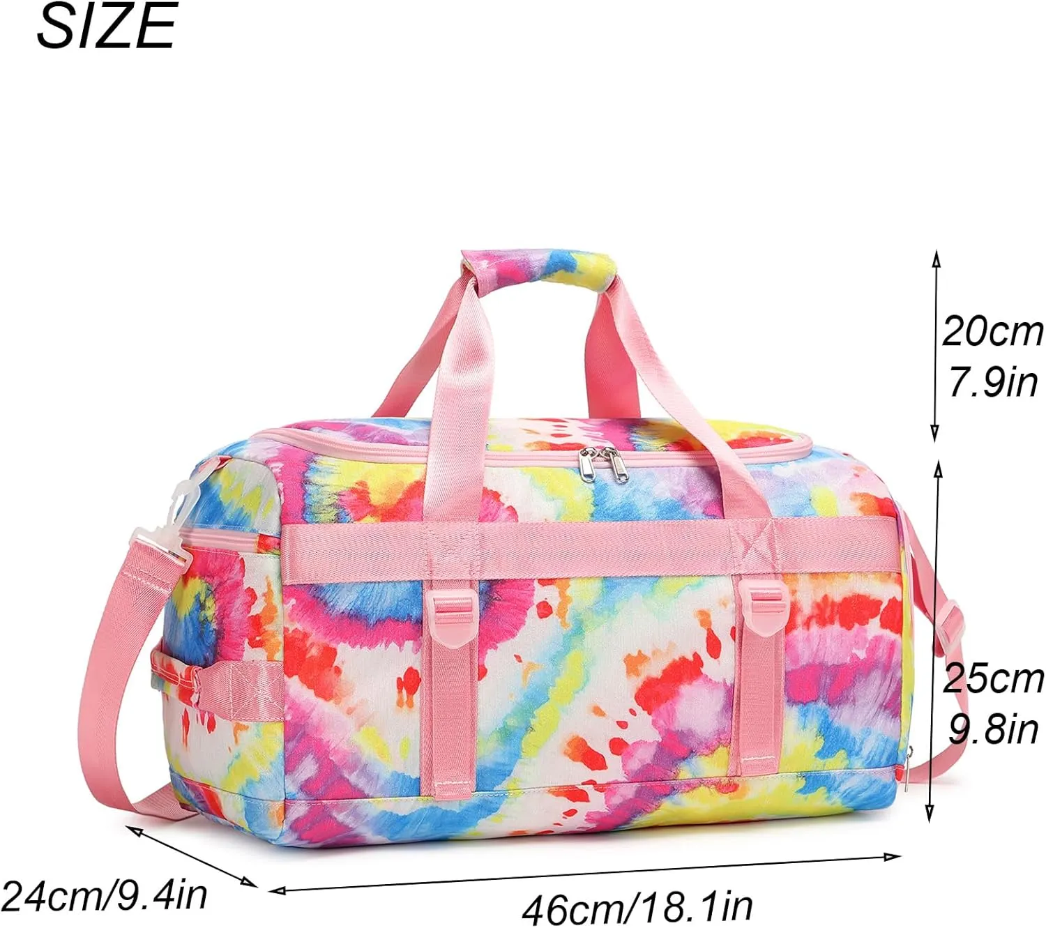 Dance Bag For Girls, Gymnastic Bags With Shoes Compartment Weekender Overnight Bag For Travel Lightweight Waterproof(Pink)