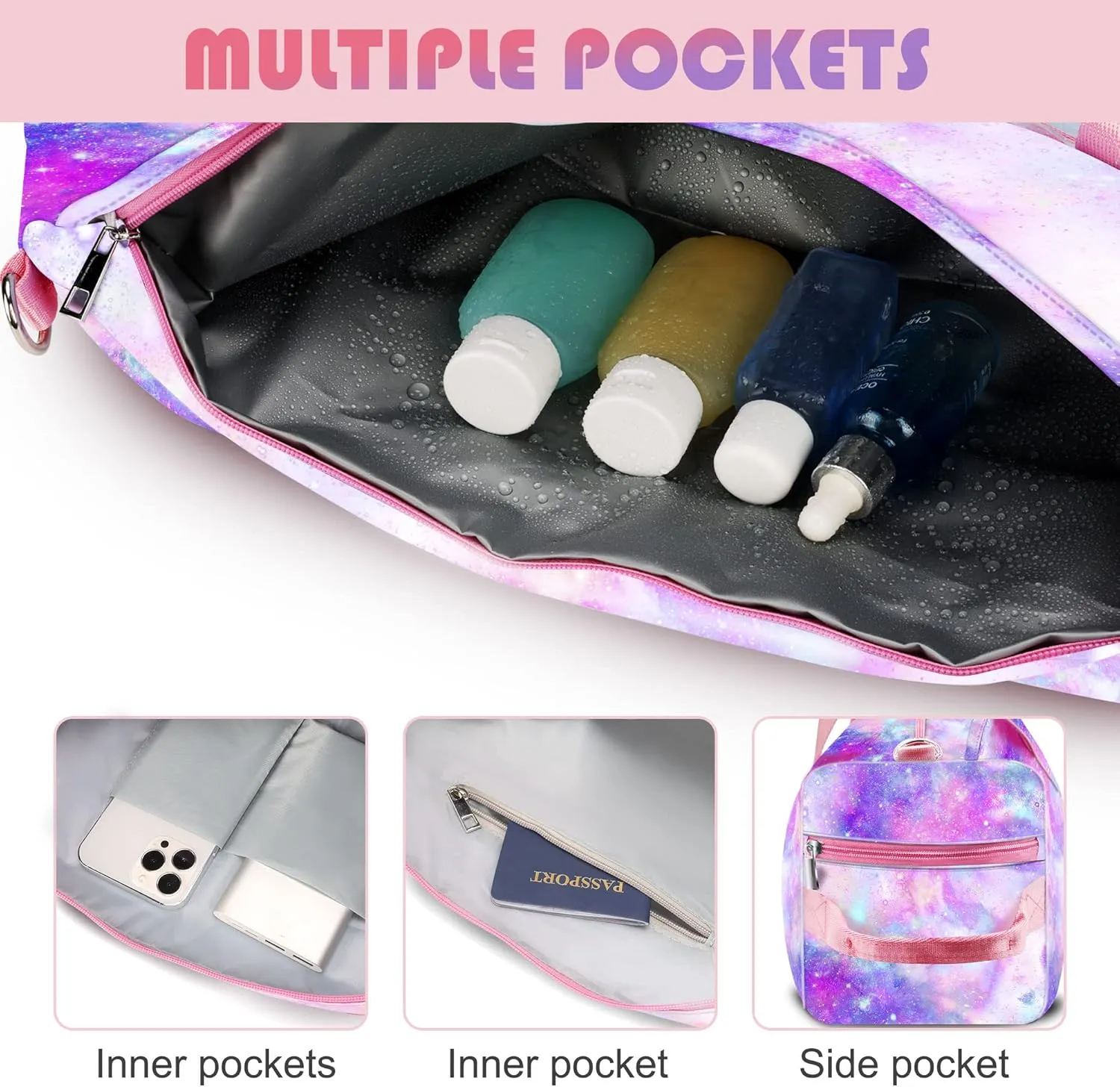 Dance Bag for Girls Kids Travel Duffel Bags Waterproof Sports Gym Bag for Women, Tie-dye Teen Overnight Duffel Bag with Shoe Compartment Ballet Small Gym Bag