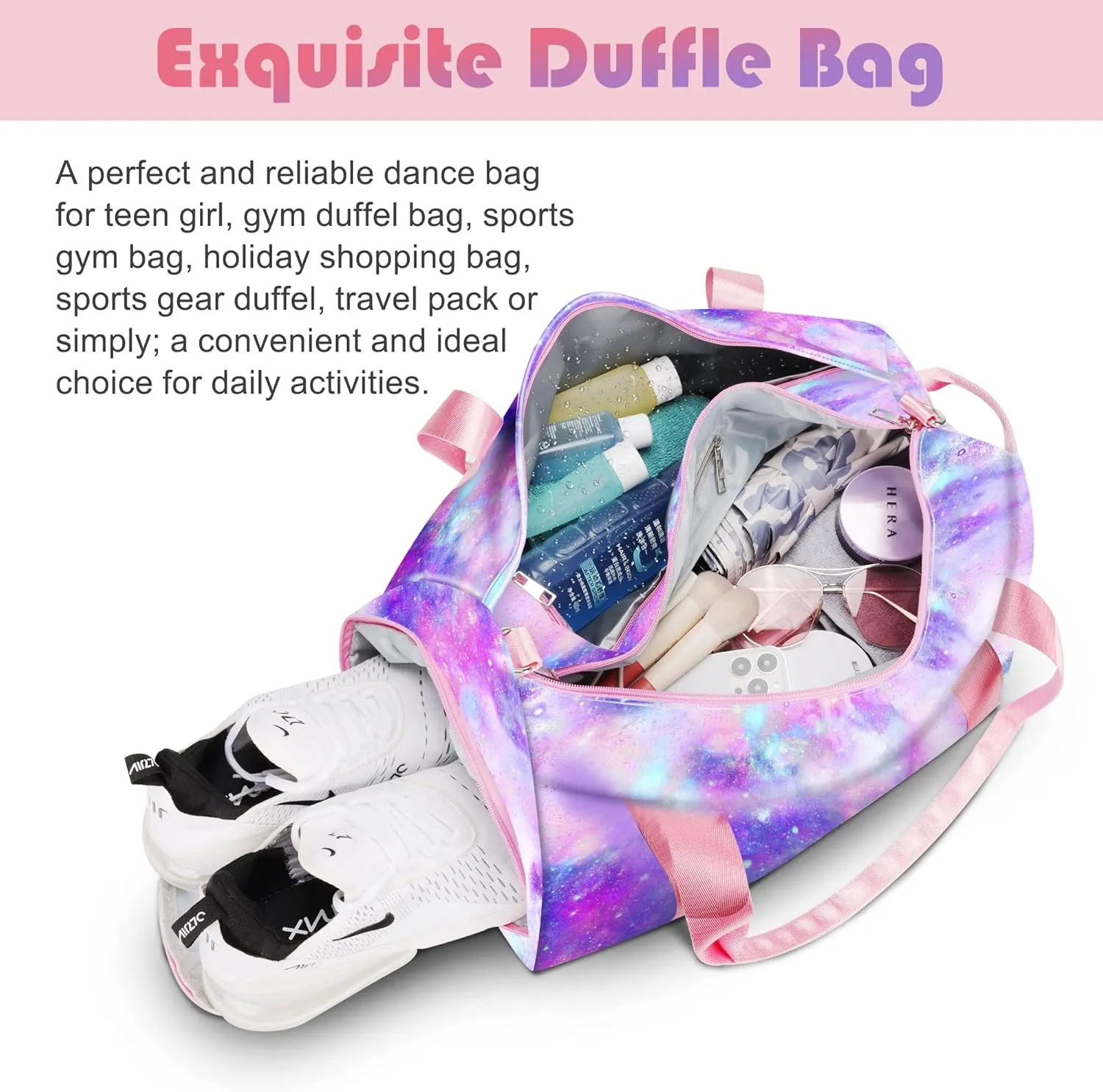 Dance Bag for Girls Kids Travel Duffel Bags Waterproof Sports Gym Bag for Women, Tie-dye Teen Overnight Duffel Bag with Shoe Compartment Ballet Small Gym Bag