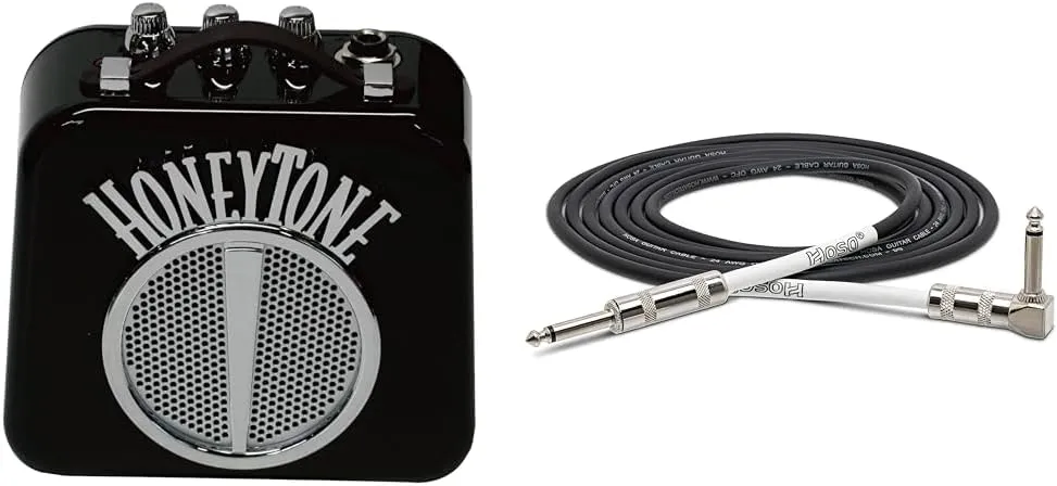 Danelectro Honeytone N-10 Guitar Mini Amp and Hosa GTR-205R 5' Guitar Cable Bundle