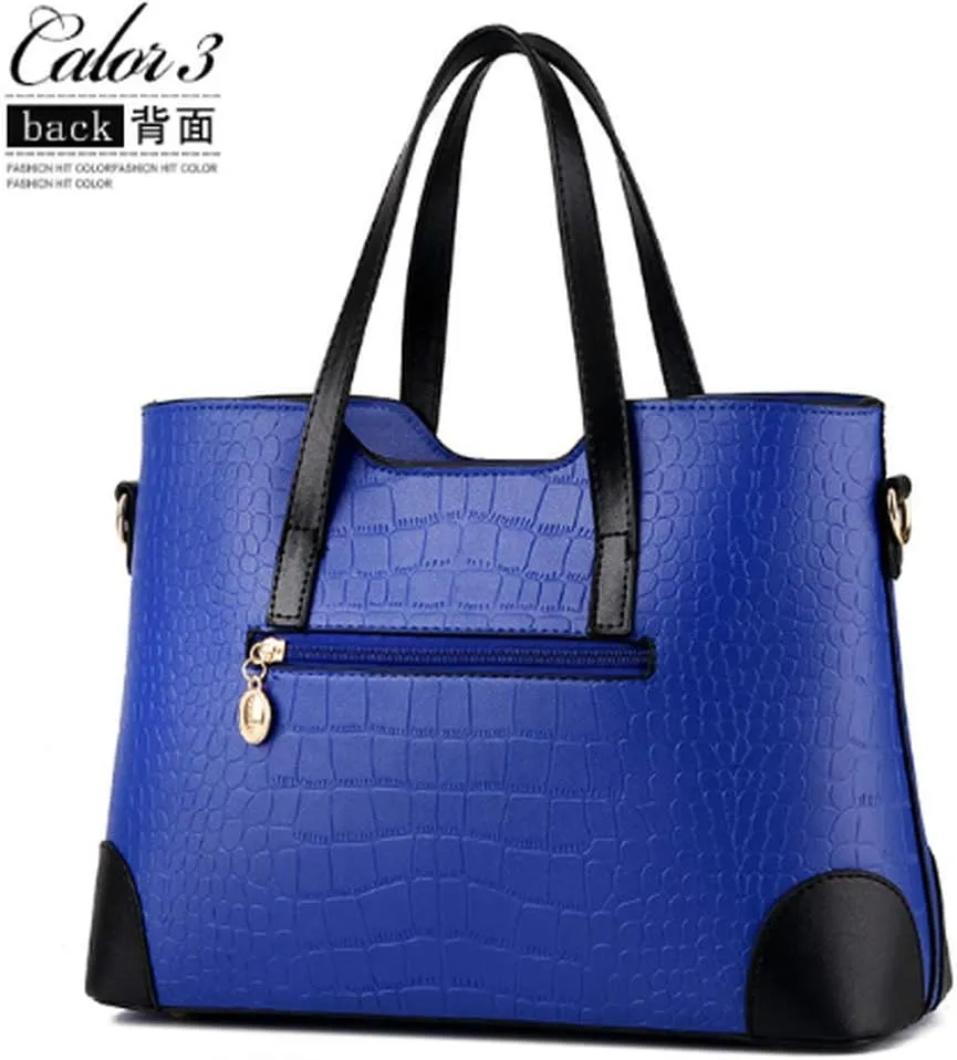 Dayfine Women's Mix Color Crocodile Pattern PU Leather OL Crossbody Shoulder Bag Handbag