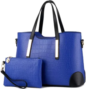 Dayfine Women's Mix Color Crocodile Pattern PU Leather OL Crossbody Shoulder Bag Handbag