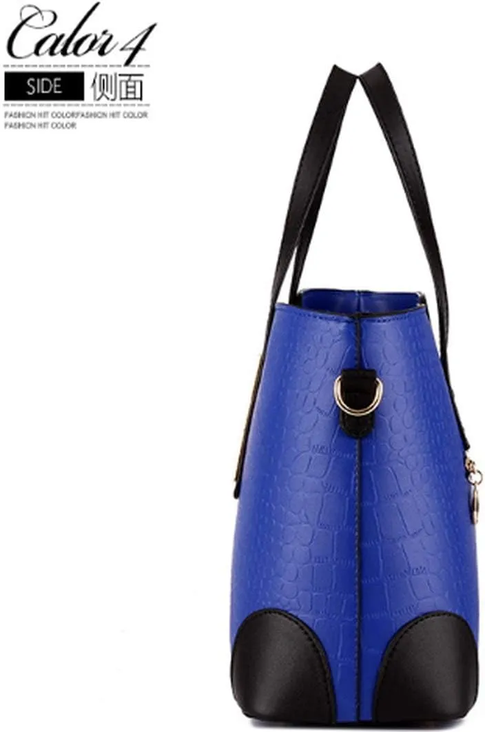 Dayfine Women's Mix Color Crocodile Pattern PU Leather OL Crossbody Shoulder Bag Handbag