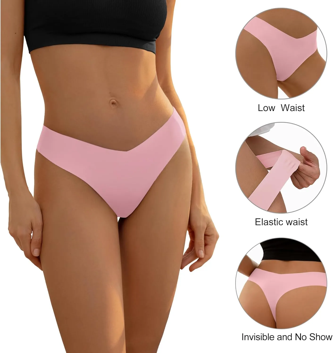 DEANGELMON Seamless Thongs for Women No Show Thong Underwear Women Comfortable Multiple Pack