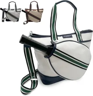 Designer Womens Pickleball Tote Bag | Stylish Premium Leather Canvas Luxury Cute Paddle Women Ladies Gift Cover Shoes