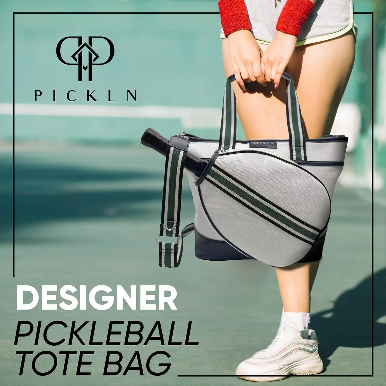 Designer Womens Pickleball Tote Bag | Stylish Premium Leather Canvas Luxury Cute Paddle Women Ladies Gift Cover Shoes
