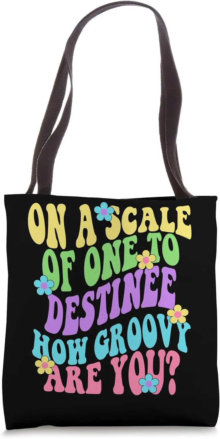 DESTINEE Cute Retro Girls Groovy DESTINEE Personalized Name Tote Bag