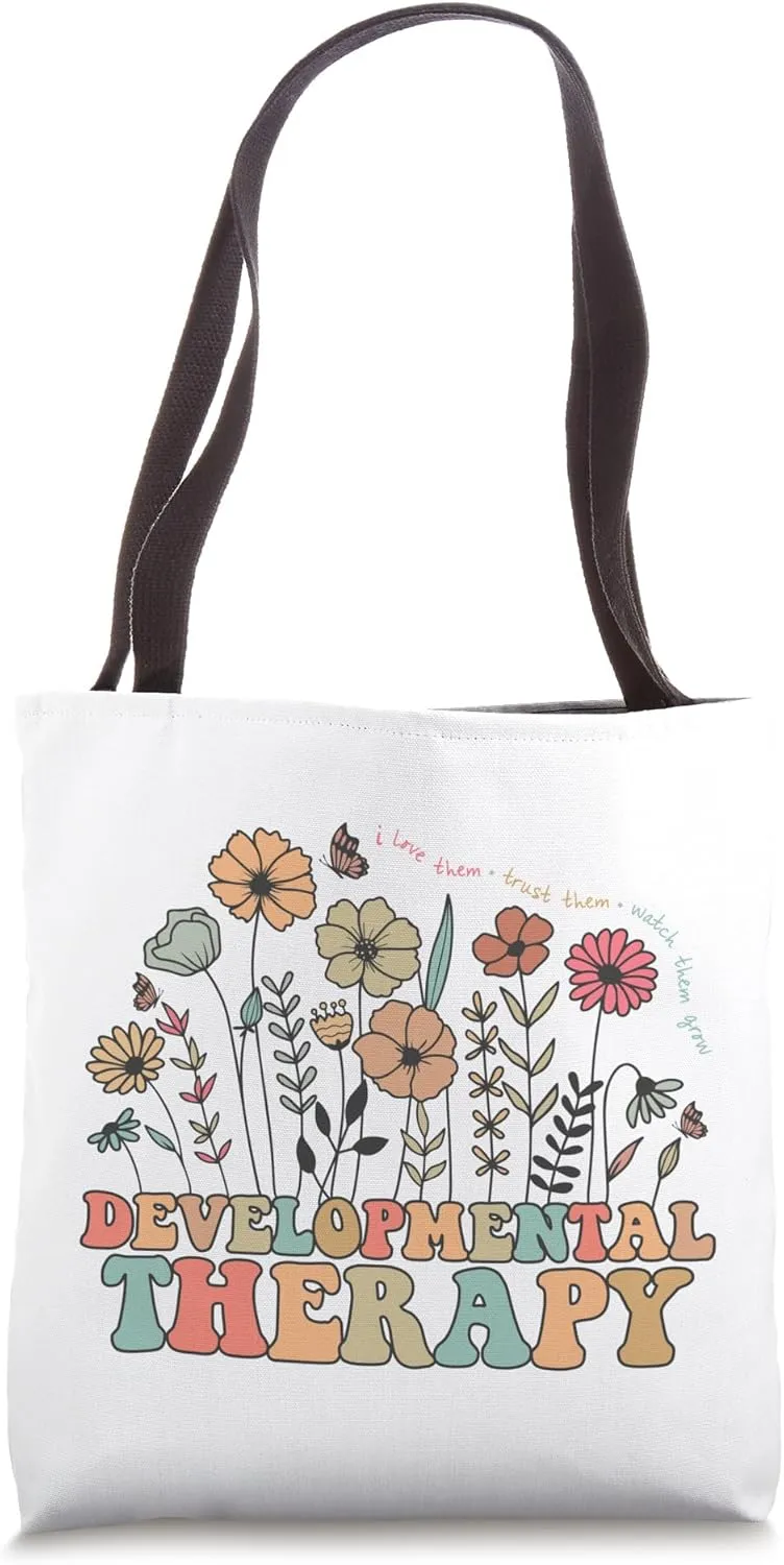 Developmental Therapy Floral Developmental Therapist Groovy Tote Bag
