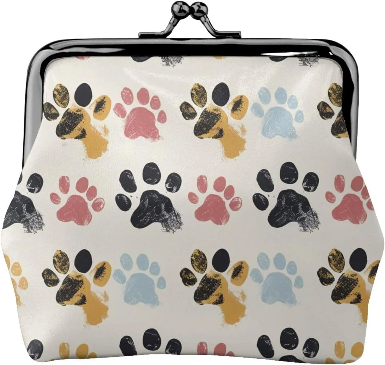 Dog Paw Pattern Prints Coin Purses with Kiss-lock, PU Leather Mini Pouch Change Wallet for Men Women