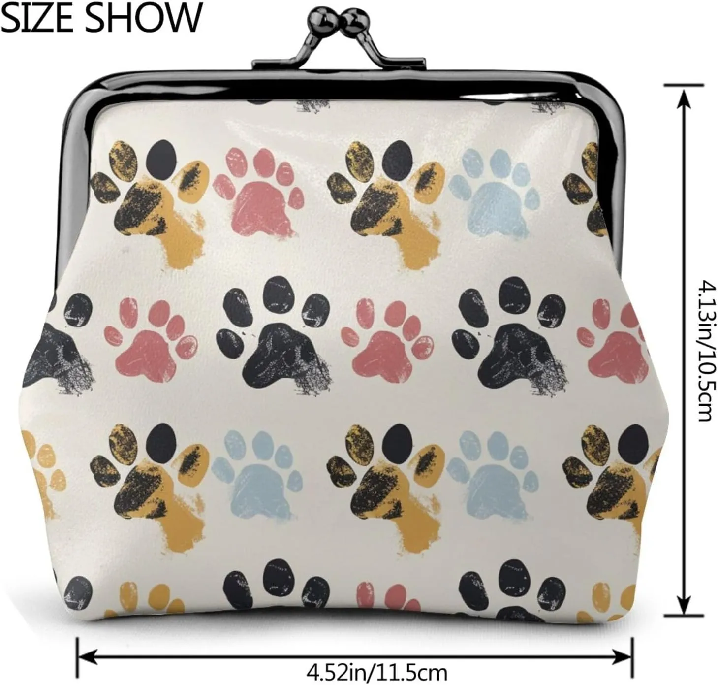 Dog Paw Pattern Prints Coin Purses with Kiss-lock, PU Leather Mini Pouch Change Wallet for Men Women