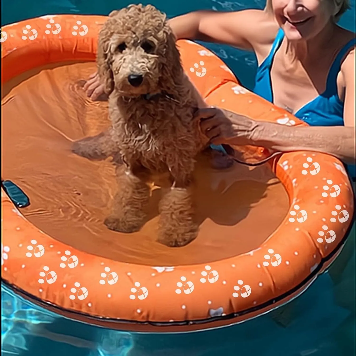 Dog Pool Float Inflatable Dog Floats for Pool Dog Floaties Swimming Pool Floats for Small Medium Large Dog Puncture Proof (Orange)