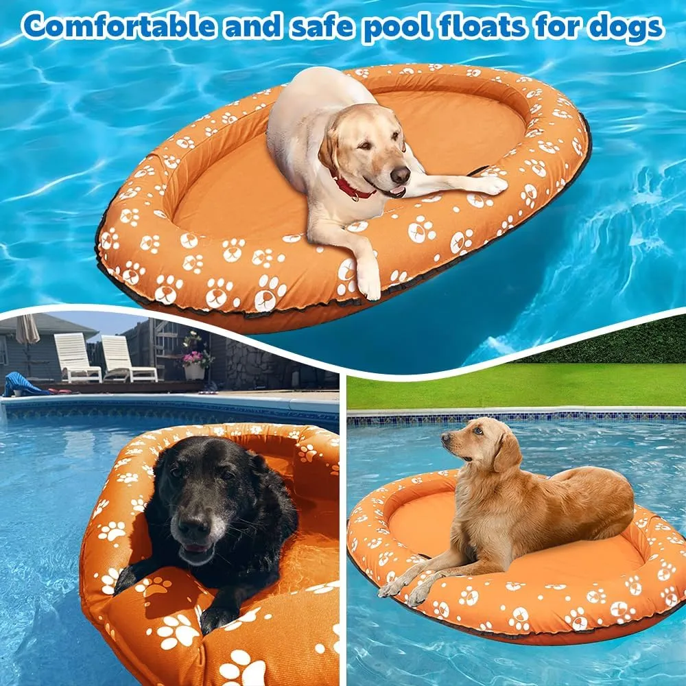 Dog Pool Float Inflatable Dog Floats for Pool Dog Floaties Swimming Pool Floats for Small Medium Large Dog Puncture Proof (Orange)