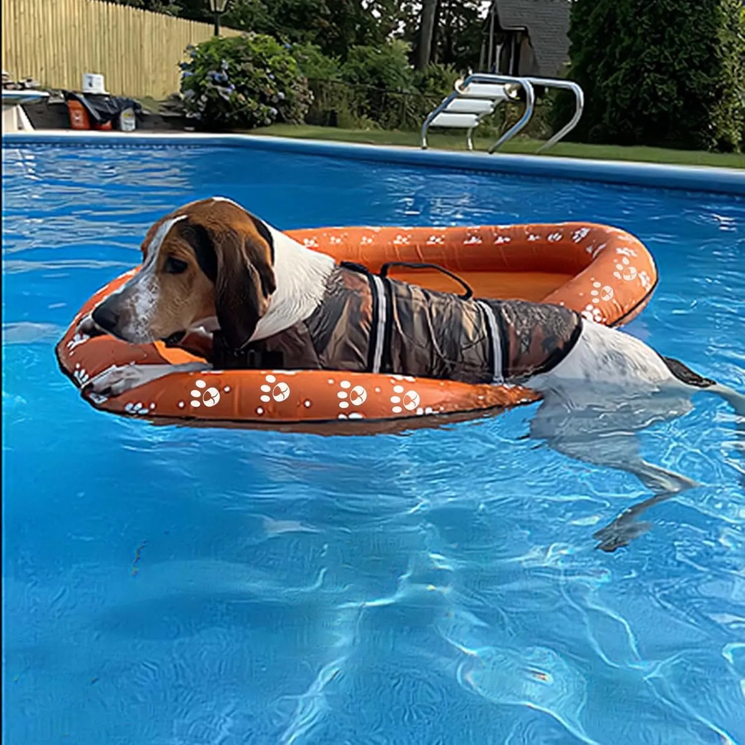 Dog Pool Float Inflatable Dog Floats for Pool Dog Floaties Swimming Pool Floats for Small Medium Large Dog Puncture Proof (Orange)