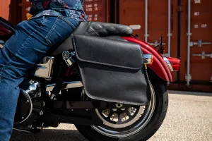 Dowco Willie & Max 58802-00 Raptor Series: Synthetic Leather Standard Slant Motorcycle Saddlebag Set, Black, Universal Fit, 15 Liter Each/30 Liter Total Capacity