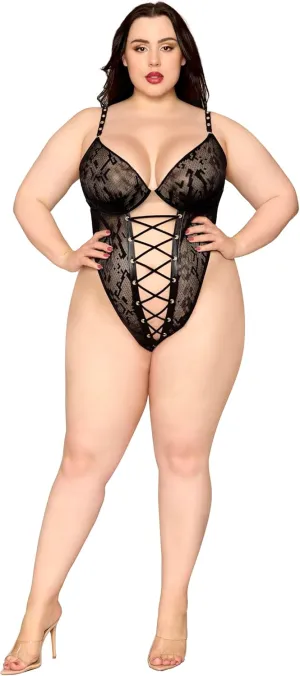 Dreamgirl Women's Black Snake Print Teddy