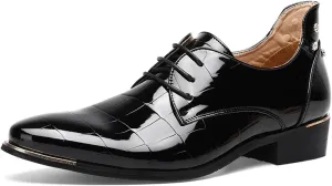 Dress Shoes for Men Men's Crocodile Embossed Leather Dress Shoes Elegant Business Wedding Brogue Footwear for Men