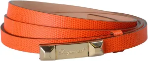 Dsquared2 Women's Orange Snake Skin Print Leather Skinny Double Wrap Belt US S