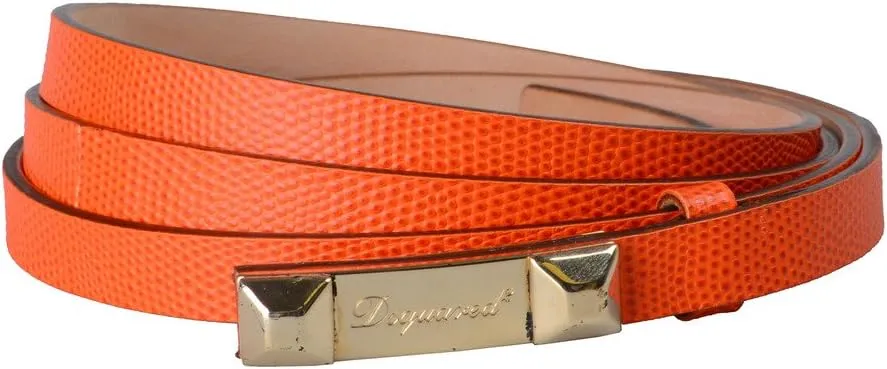 Dsquared2 Women's Orange Snake Skin Print Leather Skinny Double Wrap Belt US S