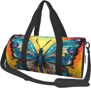 Duffel Bag for Men Women Small Gym Bag Butterfly Tie Dye Travel Duffel Bag Waterproof Overnight Bag for Sports Workout