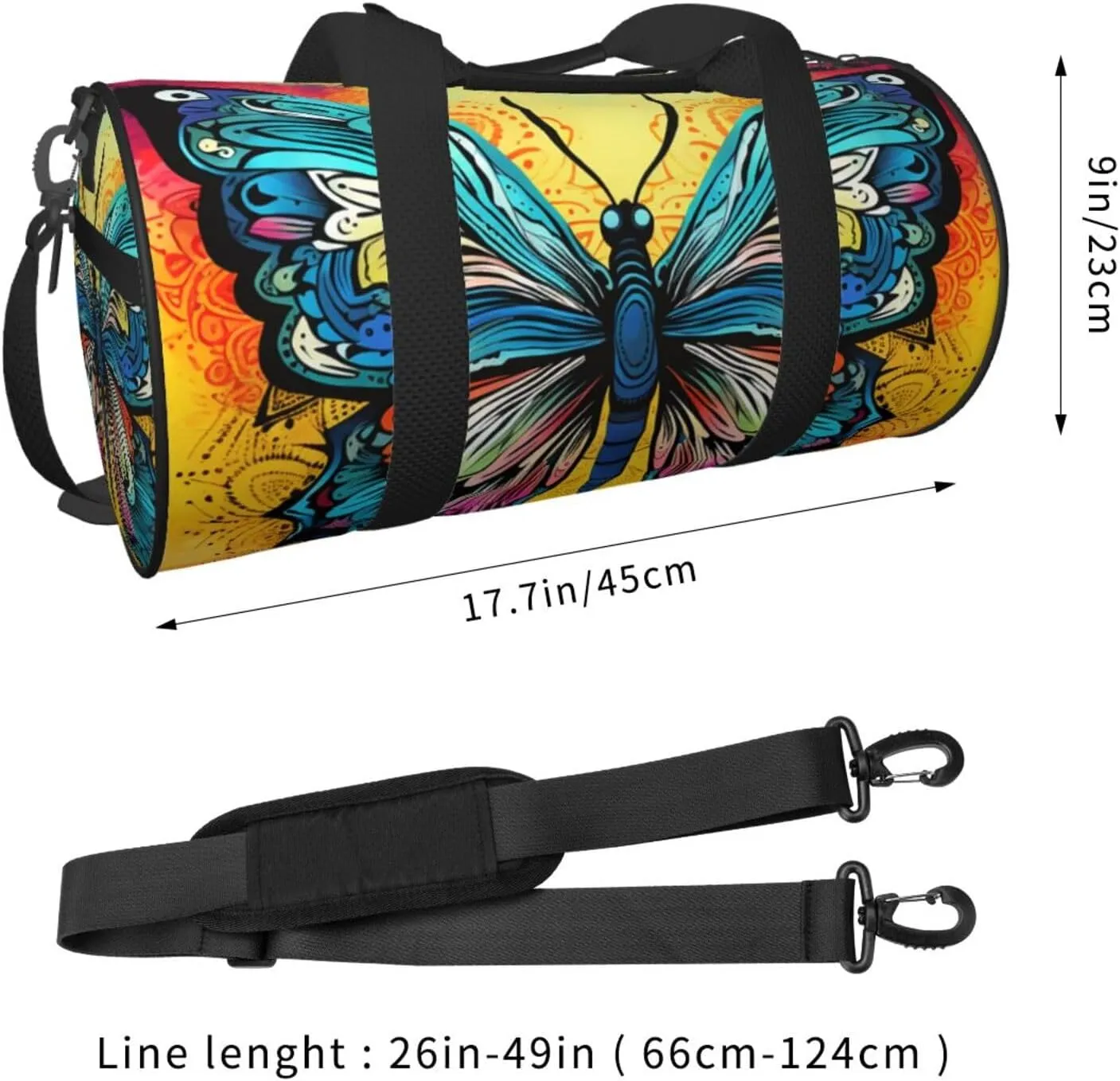 Duffel Bag for Men Women Small Gym Bag Butterfly Tie Dye Travel Duffel Bag Waterproof Overnight Bag for Sports Workout