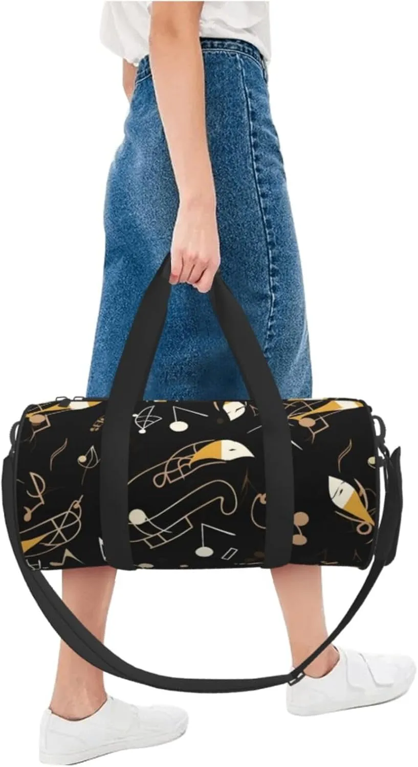 Duffel Bag for Men Women Small Gym Bag Stylish Musical Note Pattern Travel Duffel Bag Waterproof Overnight Bag for Sports Workout