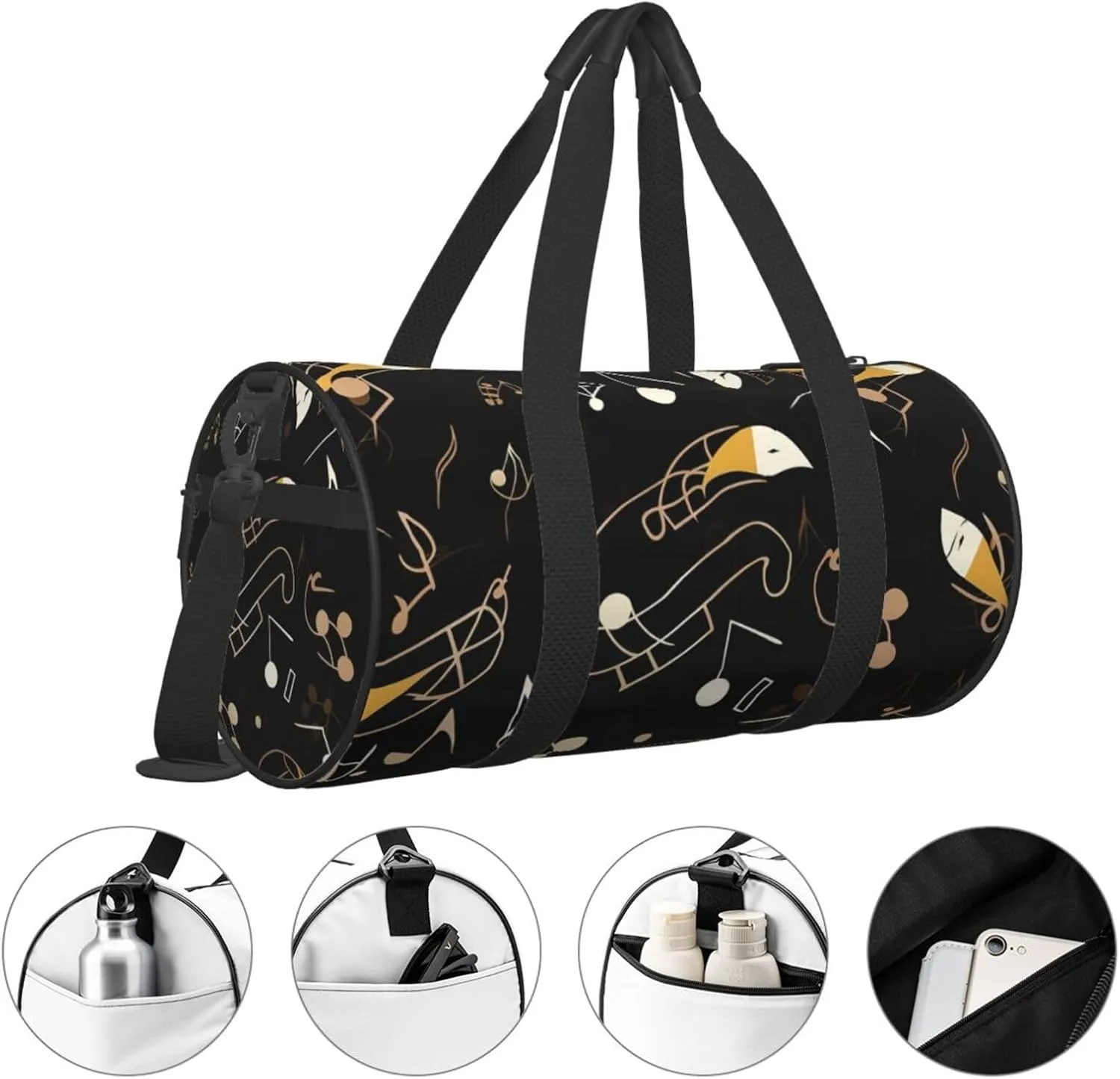 Duffel Bag for Men Women Small Gym Bag Stylish Musical Note Pattern Travel Duffel Bag Waterproof Overnight Bag for Sports Workout
