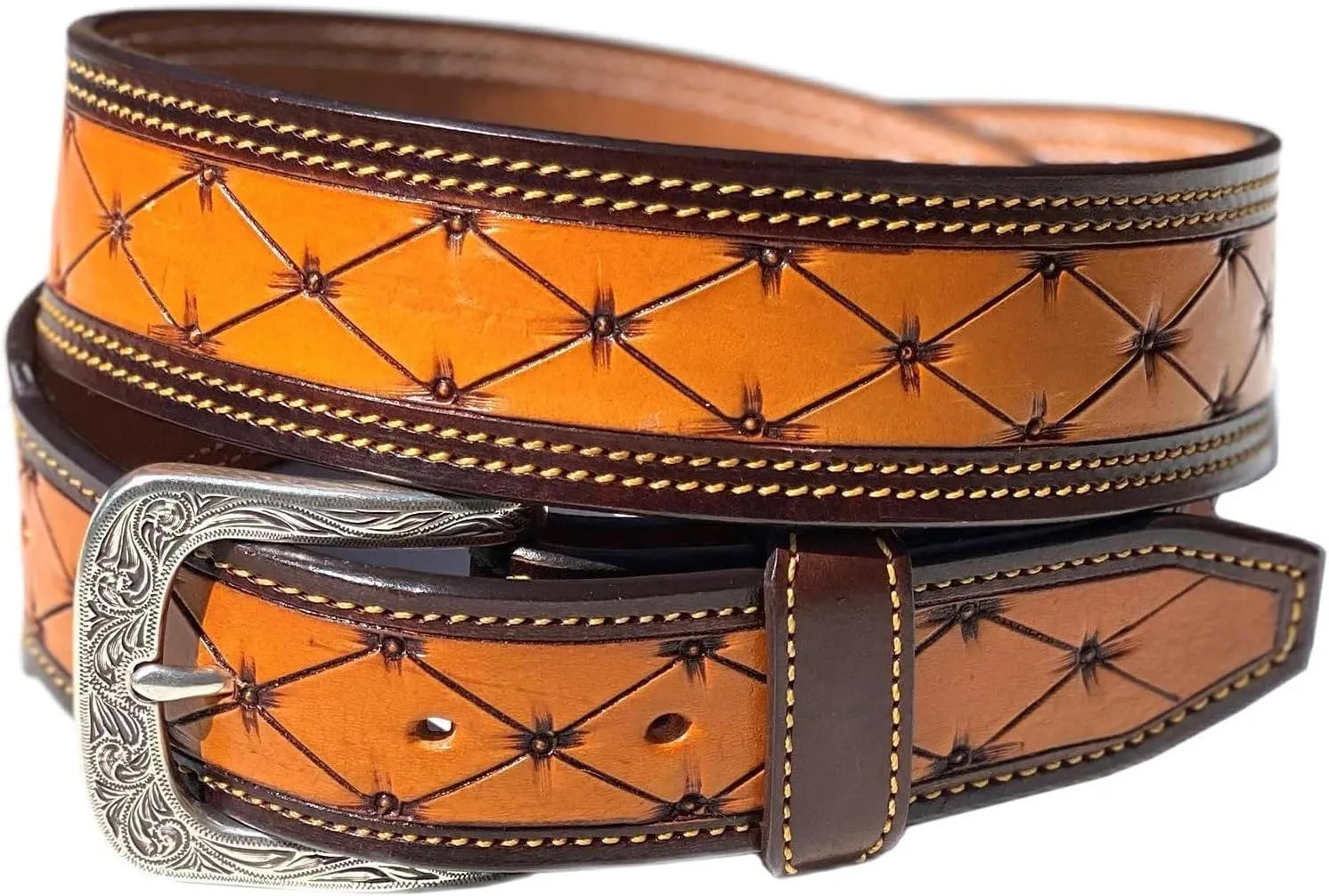 Durango Mens Austin Tooled Tapered Leather Belt