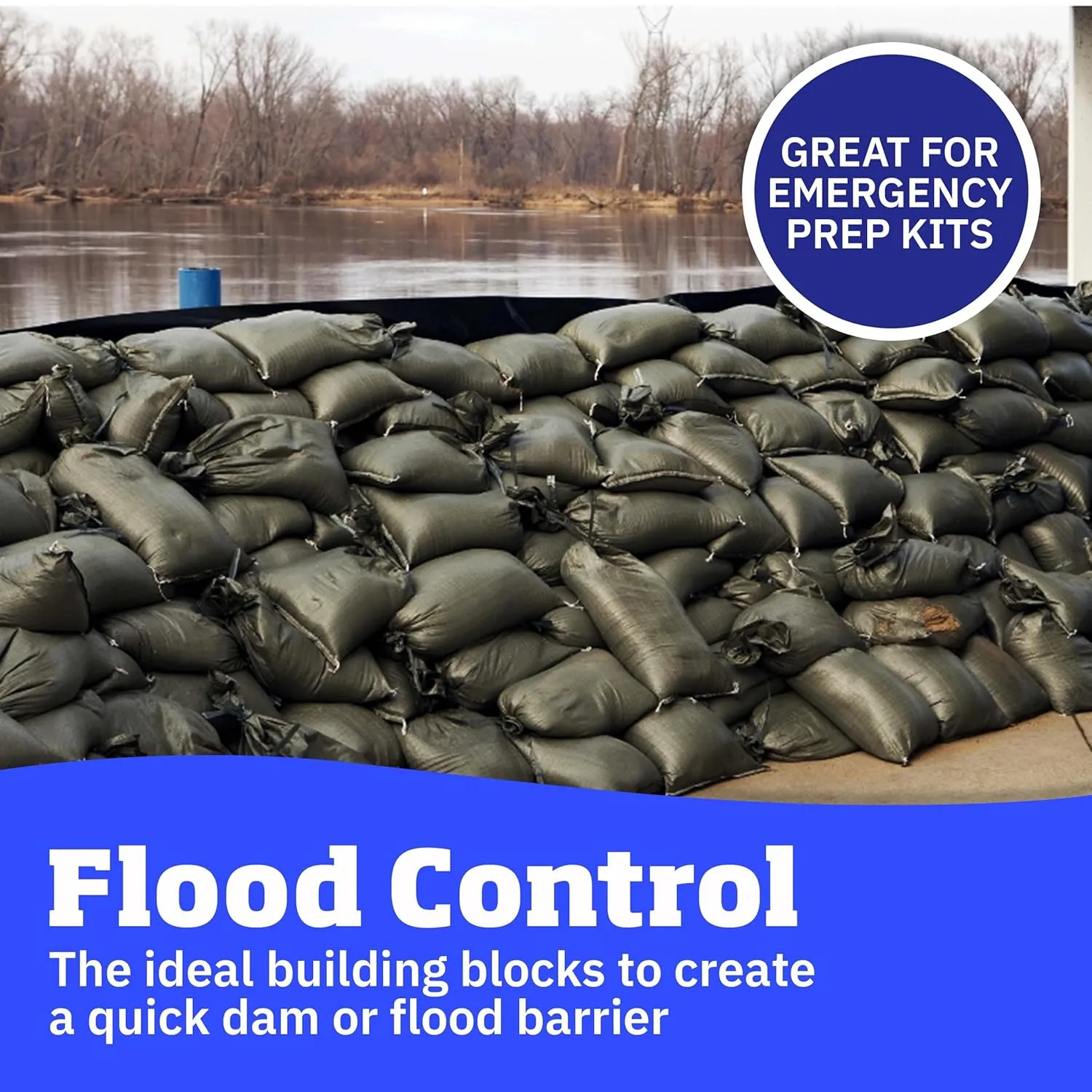 DURASACK Heavy Duty Sand Bags with Tie Strings Empty Woven Polypropylene Sand-Bags for Flood Control with 1600 Hours of UV Protection, 50 lbs Capacity, 14x26 inches, Green, Pack of 10