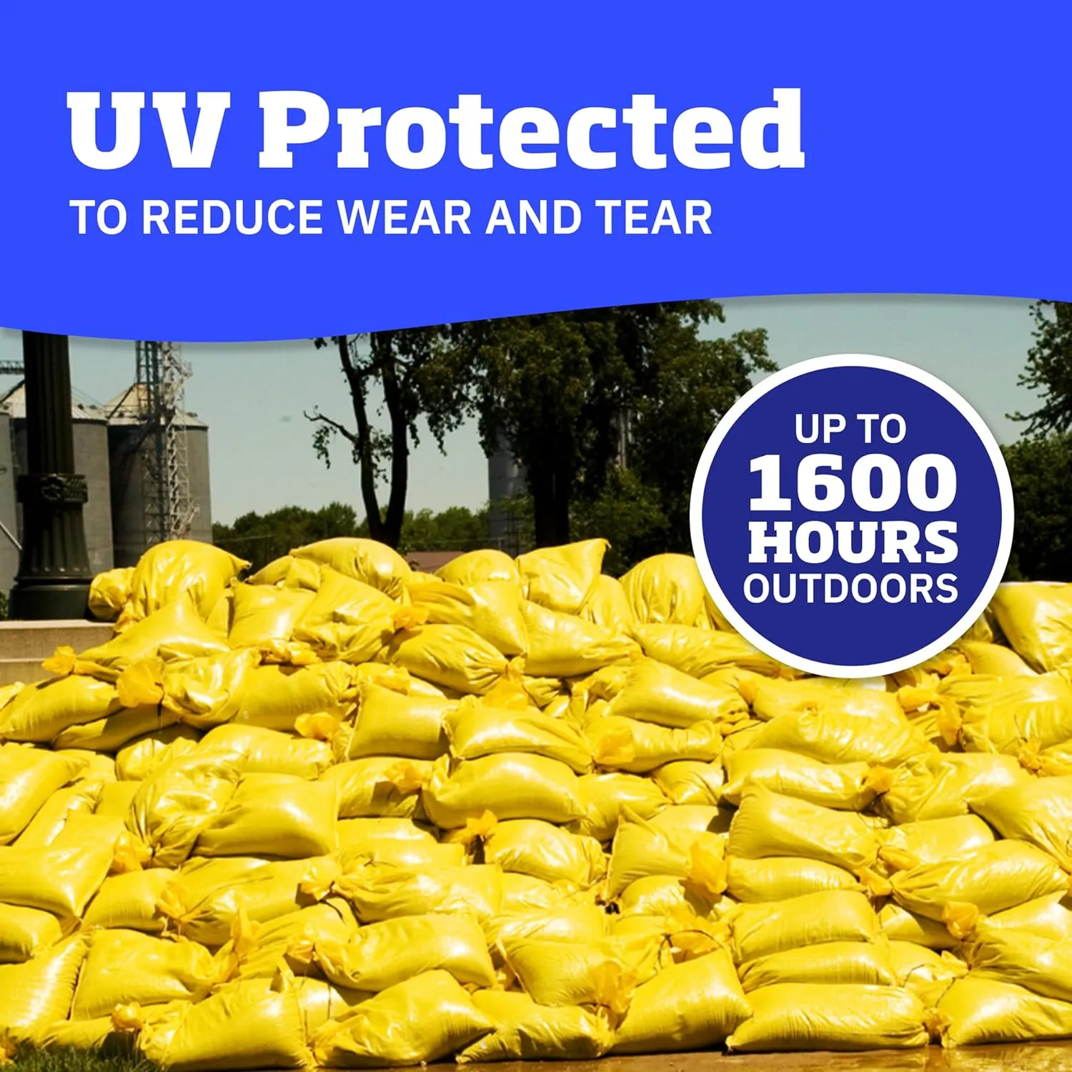 DURASACK Heavy Duty Sand Bags with Tie Strings Empty Woven Polypropylene Sand-Bags for Flood Control with 1600 Hours of UV Protection, 50 lbs Capacity, 14x26 inches, Yellow, Pack of 100
