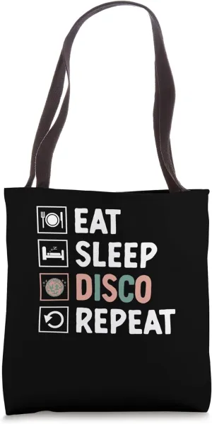 Eat Sleep Disco Vintage 70’s Dancing Retro Dance Music Tote Bag