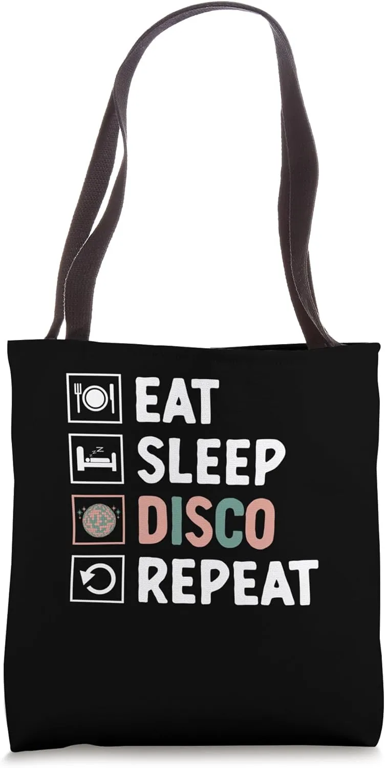 Eat Sleep Disco Vintage 70’s Dancing Retro Dance Music Tote Bag