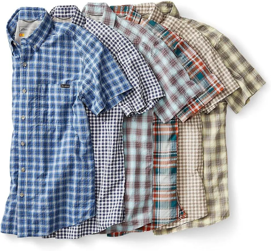 Eddie Bauer mens Pack It Seersucker Short-sleeve Shirt
