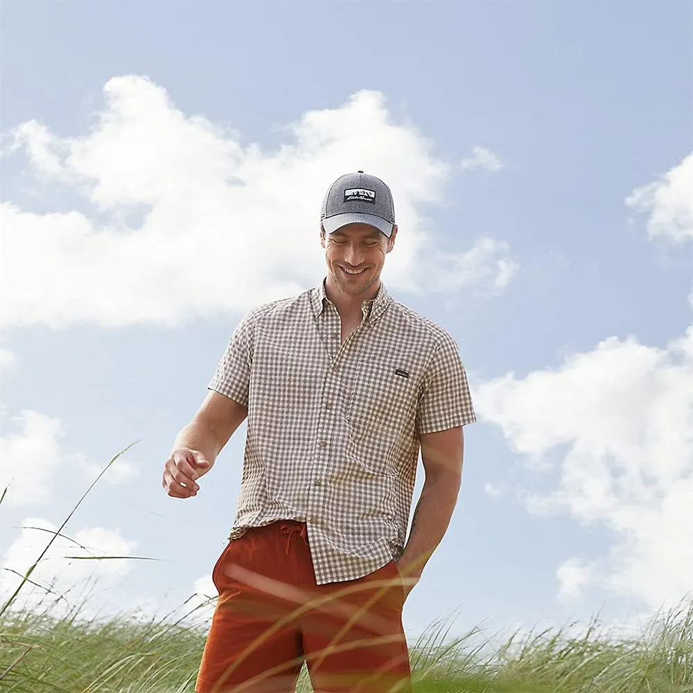 Eddie Bauer mens Pack It Seersucker Short-sleeve Shirt